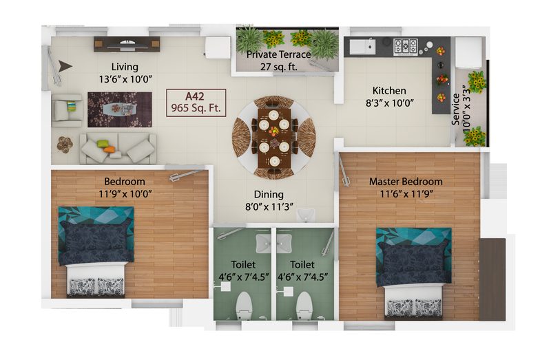 Apartment Plan — 3D Shadow
